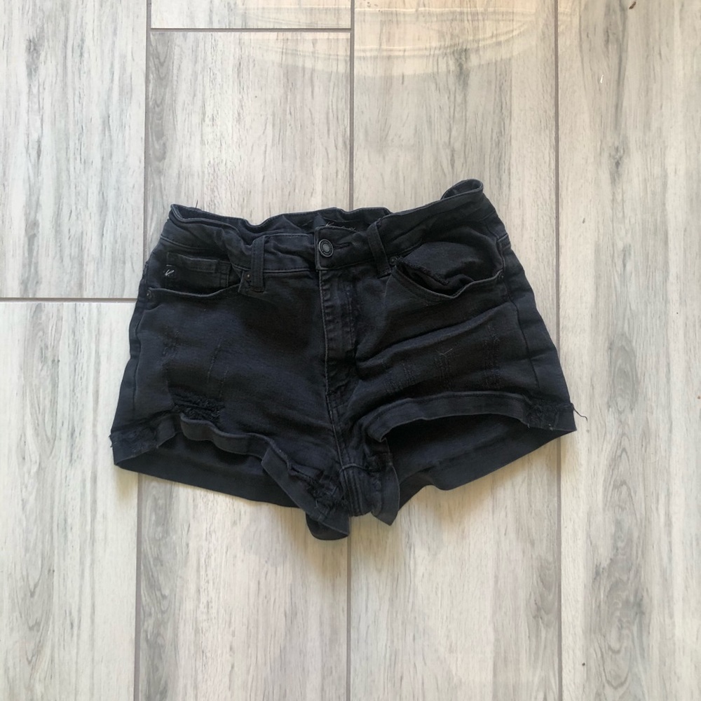 Black denim shorts (cuffed)